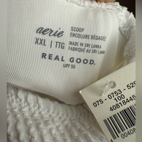 Aerie Crinkle Scoop Cutout Bikini Top White Textured XXL NWT Swim Vacation Boho - Picture 6 of 16